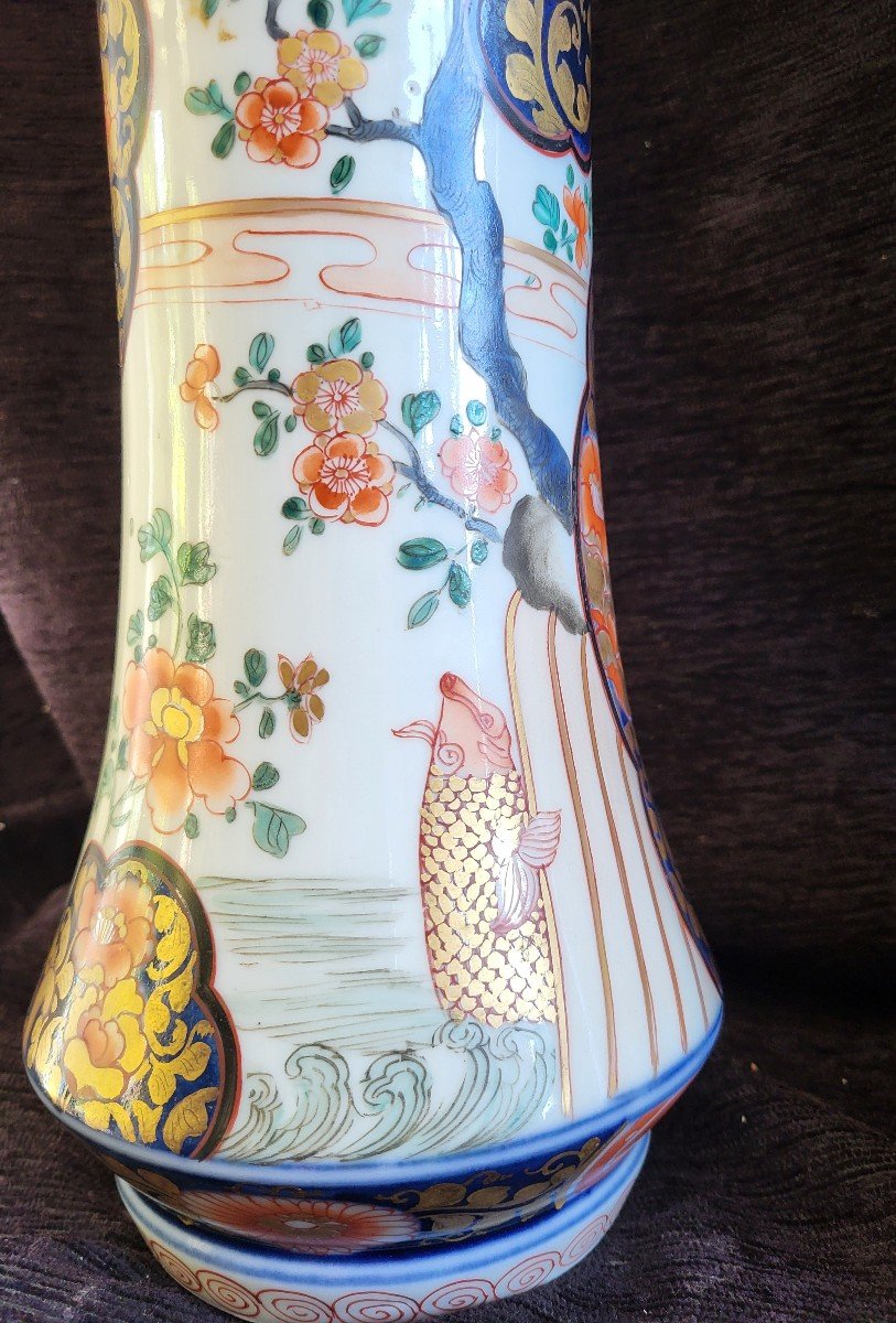 Paire De Vases Cornet Porcelaine  Du Japon  époque  Milieu  Du XIXe Siècle -photo-2
