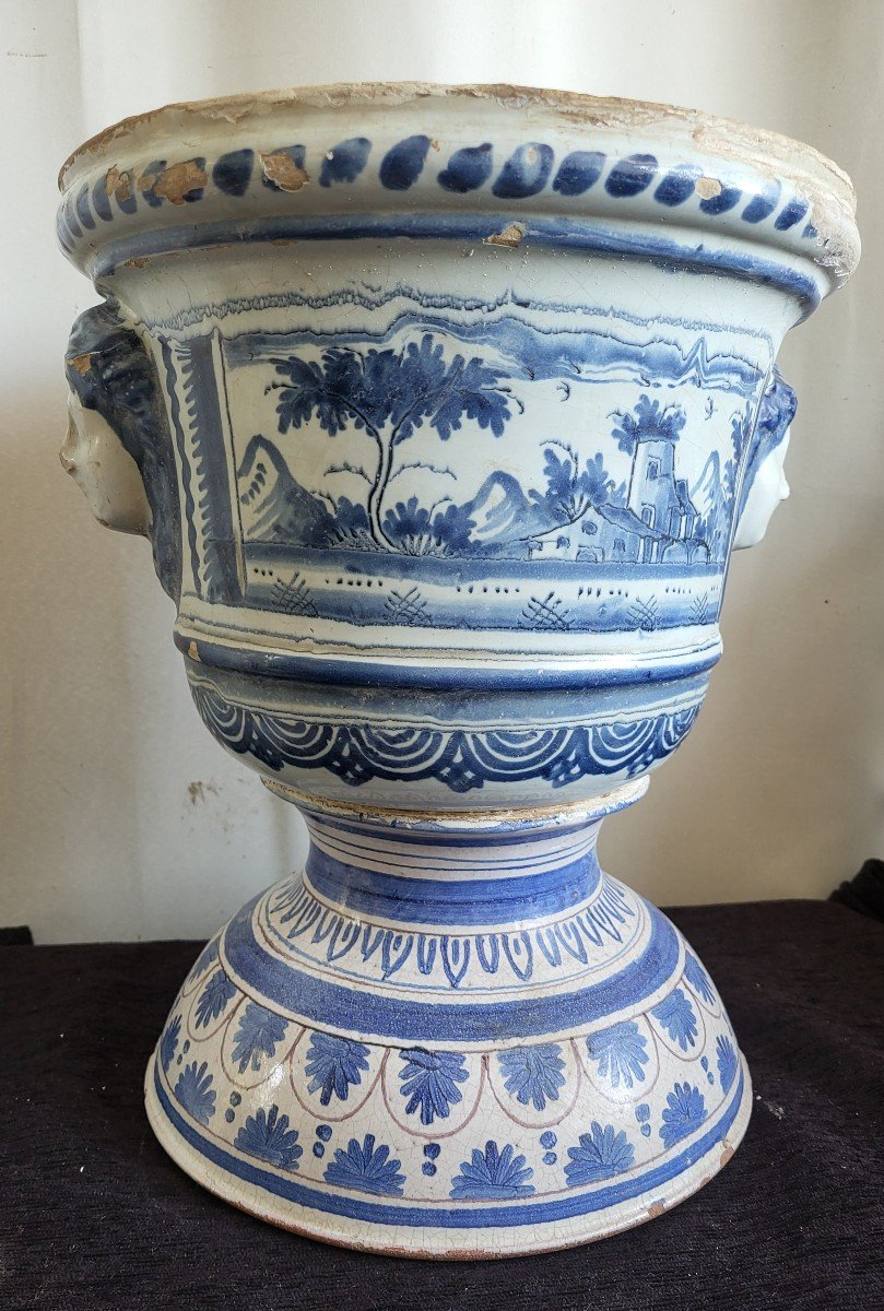  Grand Cache-pot Faience Nevers époque XVIII E Siècle -photo-4