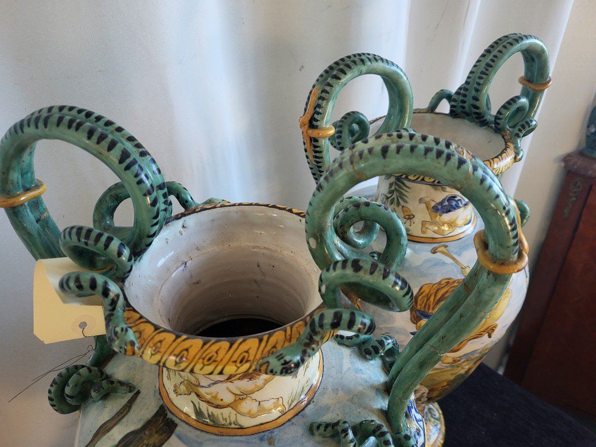 Importante  Garniture  Faience Majolique Italie XIXe -photo-1