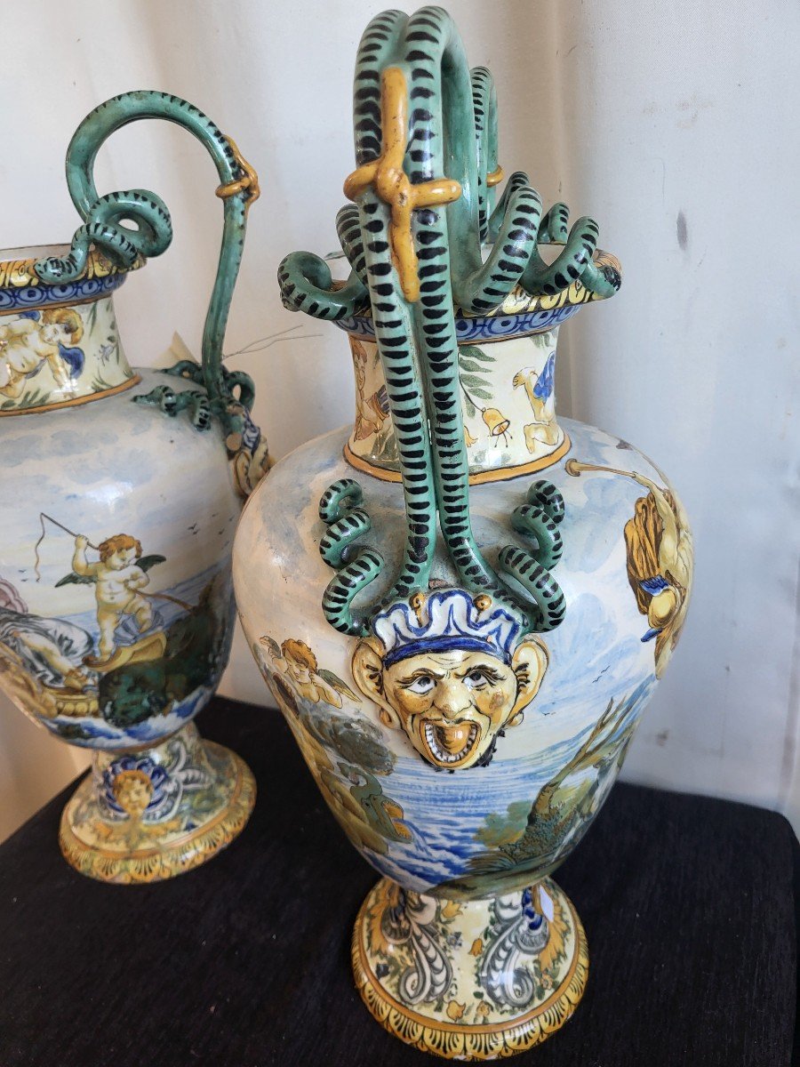 Importante  Garniture  Faience Majolique Italie XIXe -photo-4