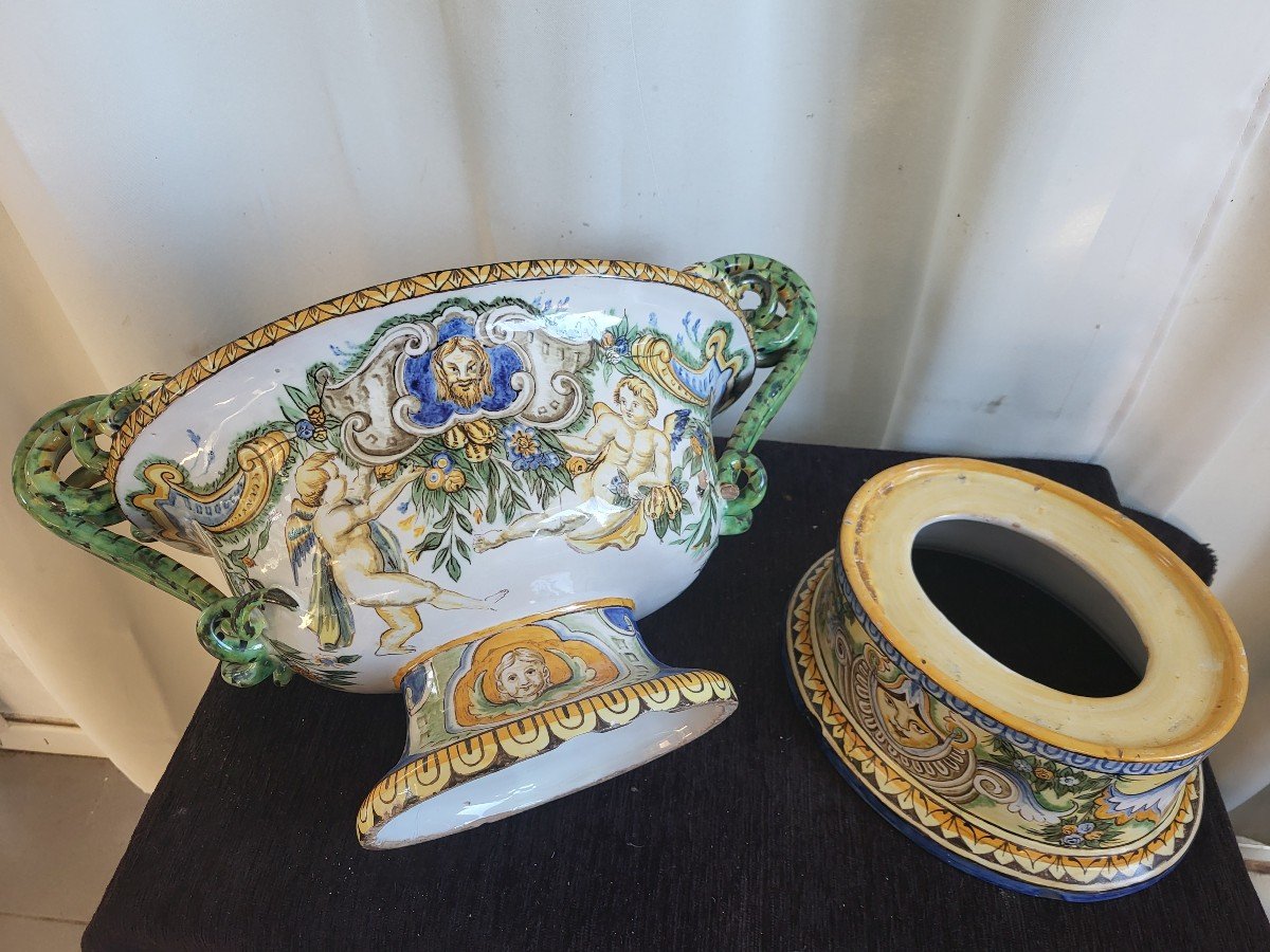 Importante  Garniture  Faience Majolique Italie XIXe -photo-7