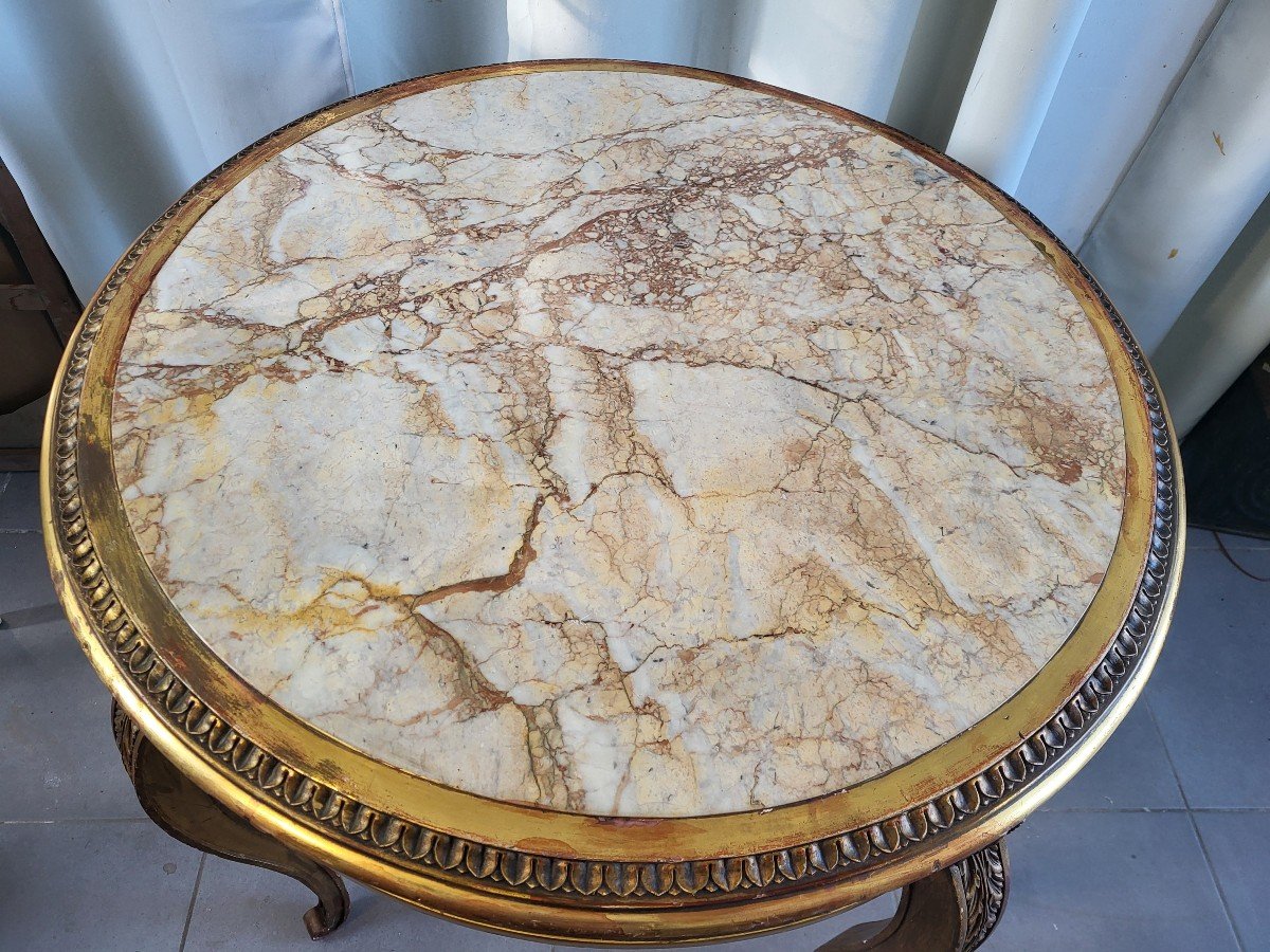 Table   à déjeuner  Bois Doré Dessus Marbre époque  Napoléon III  XIXe Siècle -photo-2