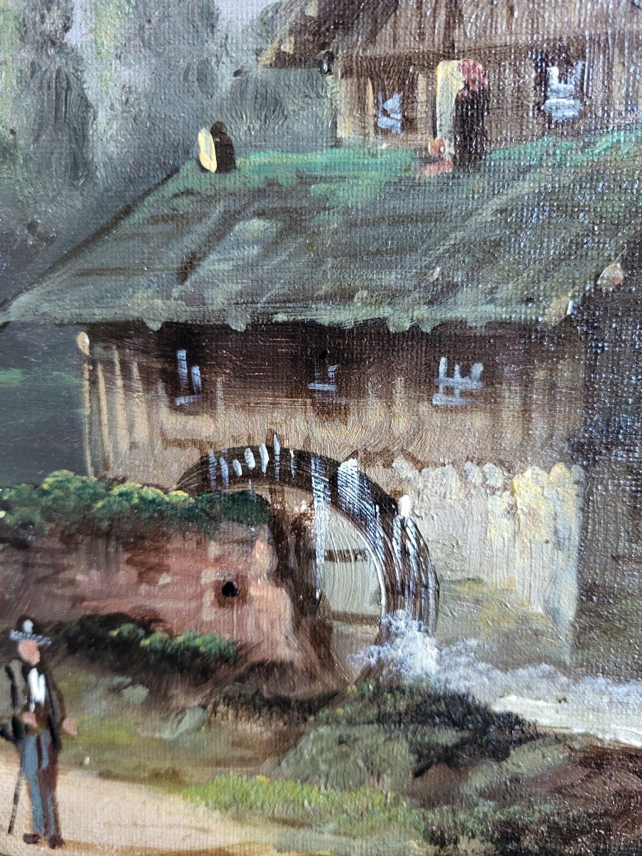 école Suisse Allemande Huile  Sur  Toile  Paysage Alpin  époque XIXe Siècle  Cadre-photo-2