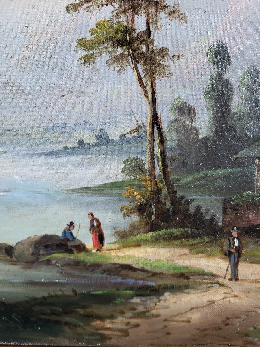 école Suisse Allemande Huile  Sur  Toile  Paysage Alpin  époque XIXe Siècle  Cadre-photo-3