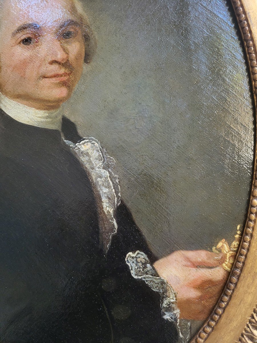 école Française Du XVIII E  Portrait  d'Un Gentihomme   Collectionneur  -photo-2
