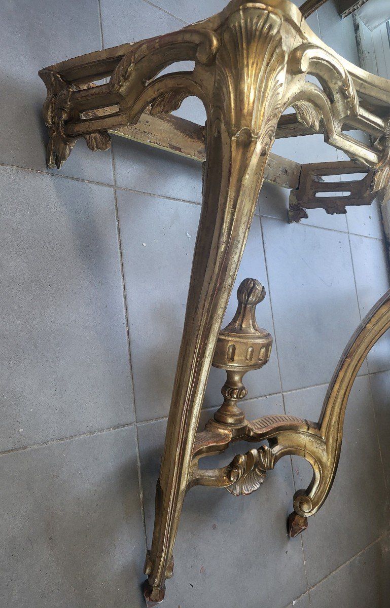 Console  Bois  Doré  Marbre  Brèche  époque  Louis XV XVIII E -photo-3