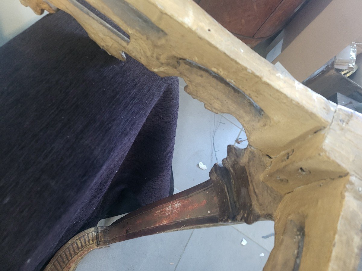 Console  Bois  Doré  Marbre  Brèche  époque  Louis XV XVIII E -photo-2