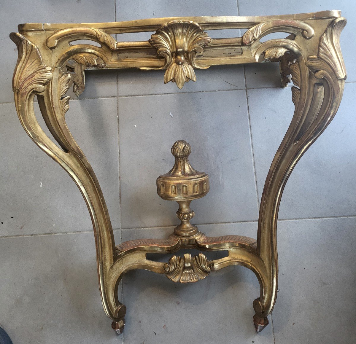 Console  Bois  Doré  Marbre  Brèche  époque  Louis XV XVIII E -photo-7