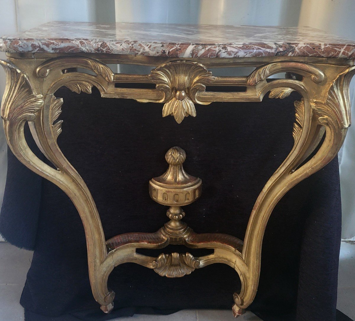 Console  Bois  Doré  Marbre  Brèche  époque  Louis XV XVIII E -photo-8
