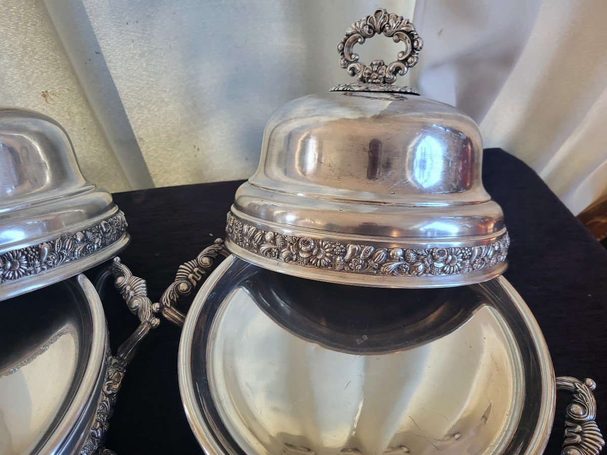 Paire De Chauffe-plat clochés Argent Plaqué M.o.Veyrat c.1820-photo-6