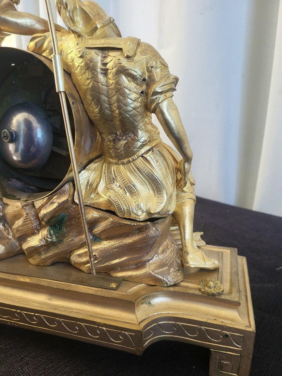 Roman Soldiers Clock Sg Cronier Gilt Bronze Louis XVI Period 18th Century -photo-1