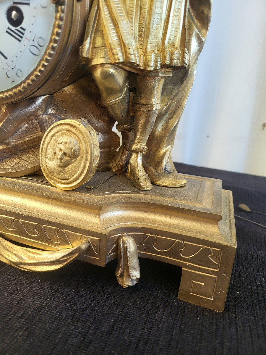Roman Soldiers Clock Sg Cronier Gilt Bronze Louis XVI Period 18th Century -photo-4