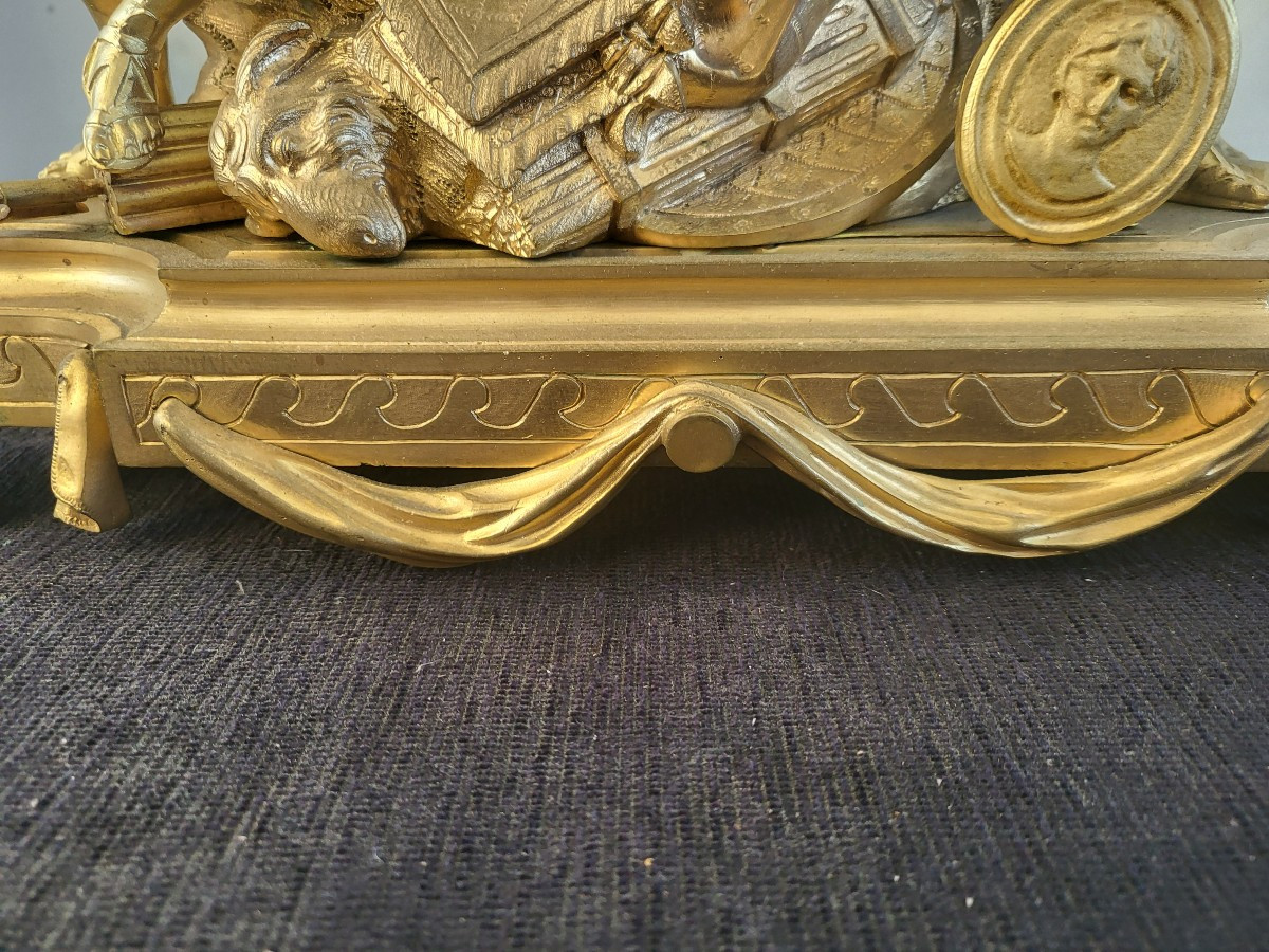 Roman Soldiers Clock Sg Cronier Gilt Bronze Louis XVI Period 18th Century -photo-5