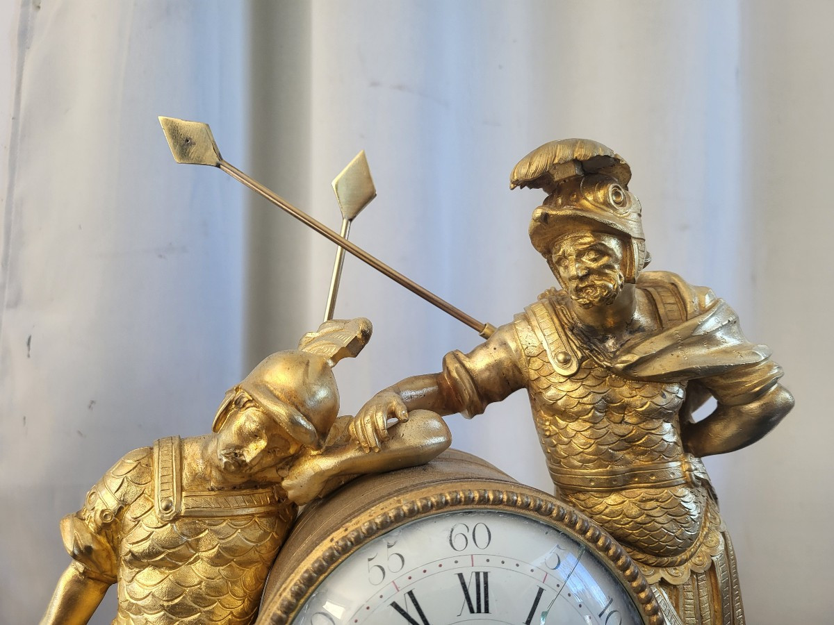 Roman Soldiers Clock Sg Cronier Gilt Bronze Louis XVI Period 18th Century -photo-6