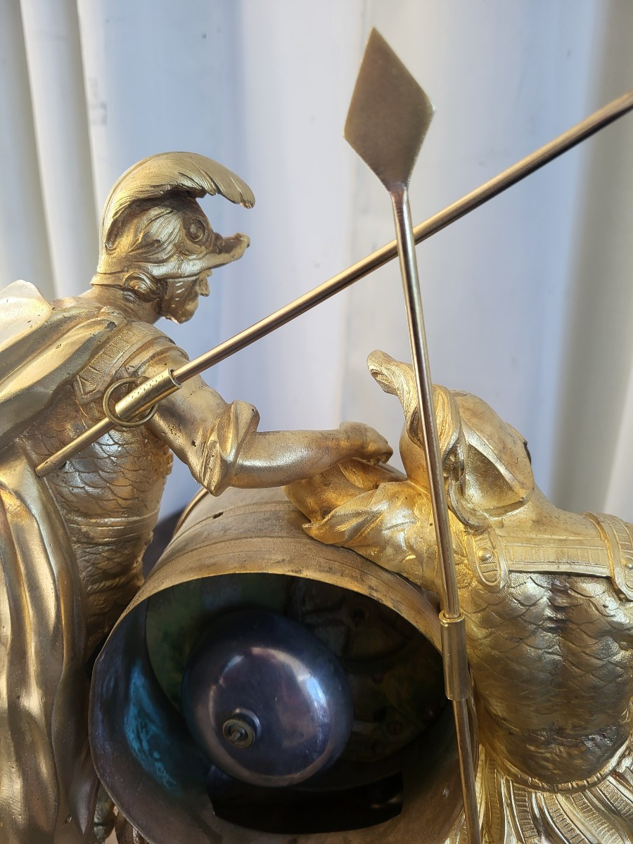 Roman Soldiers Clock Sg Cronier Gilt Bronze Louis XVI Period 18th Century -photo-8