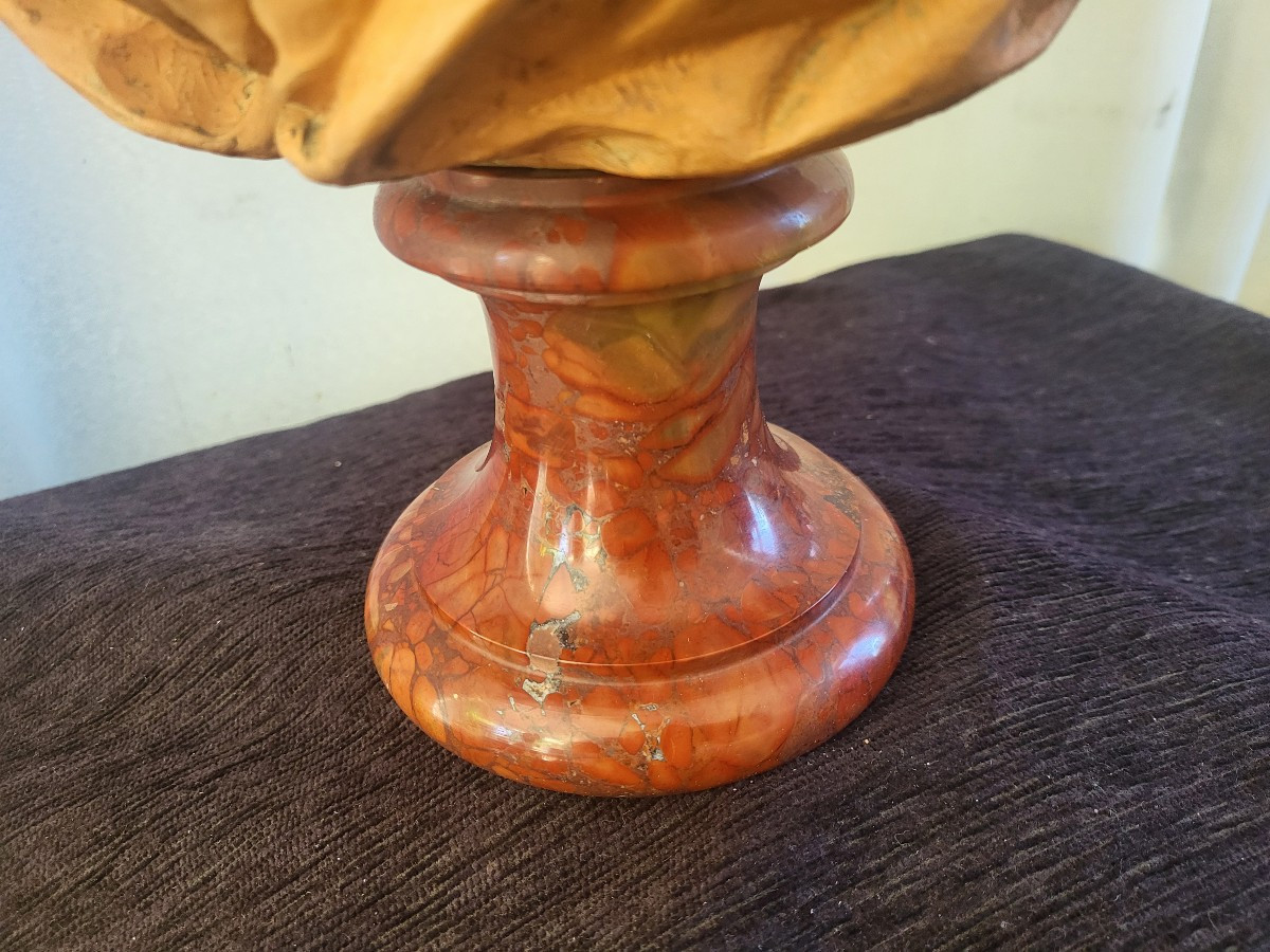 Patinated Terracotta Bust Of A Young Child Signed Houdon, 19th Century -photo-6