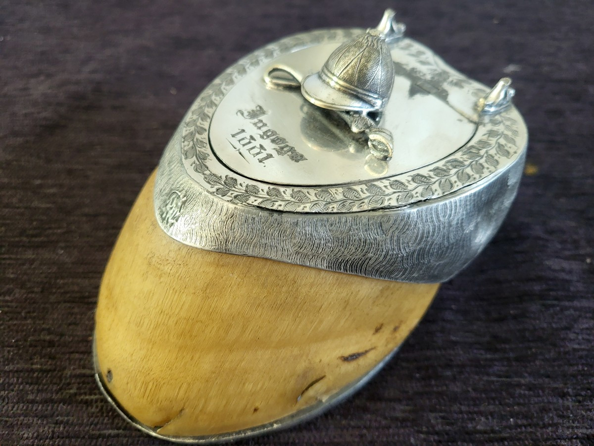Boite Sabot  Trophée Encrier Daté 1881 Afrique de Sud S-photo-4