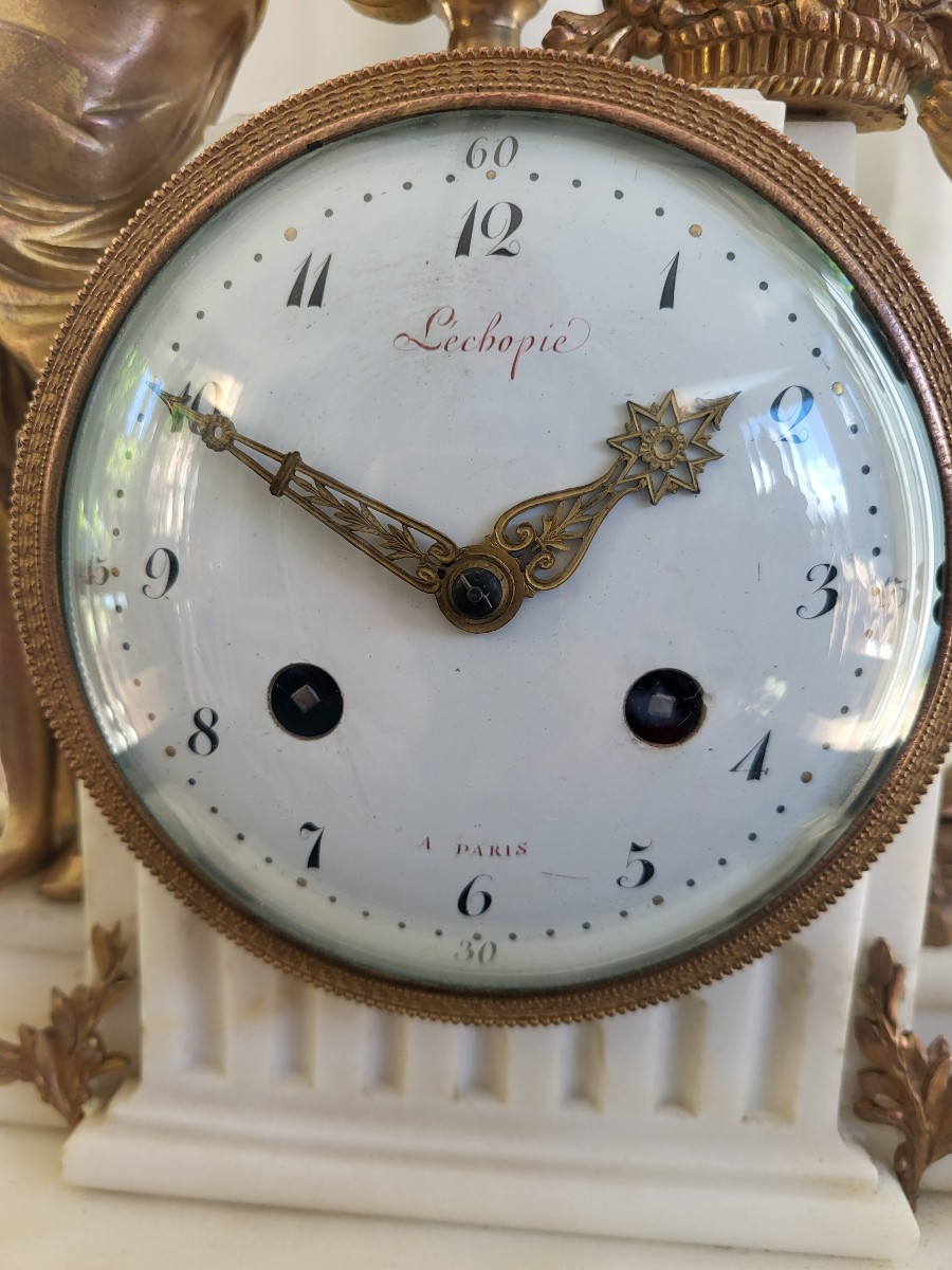 Venus And Love Clock Signed Lechopié In Paris Louis XVI Period 18th Century -photo-2