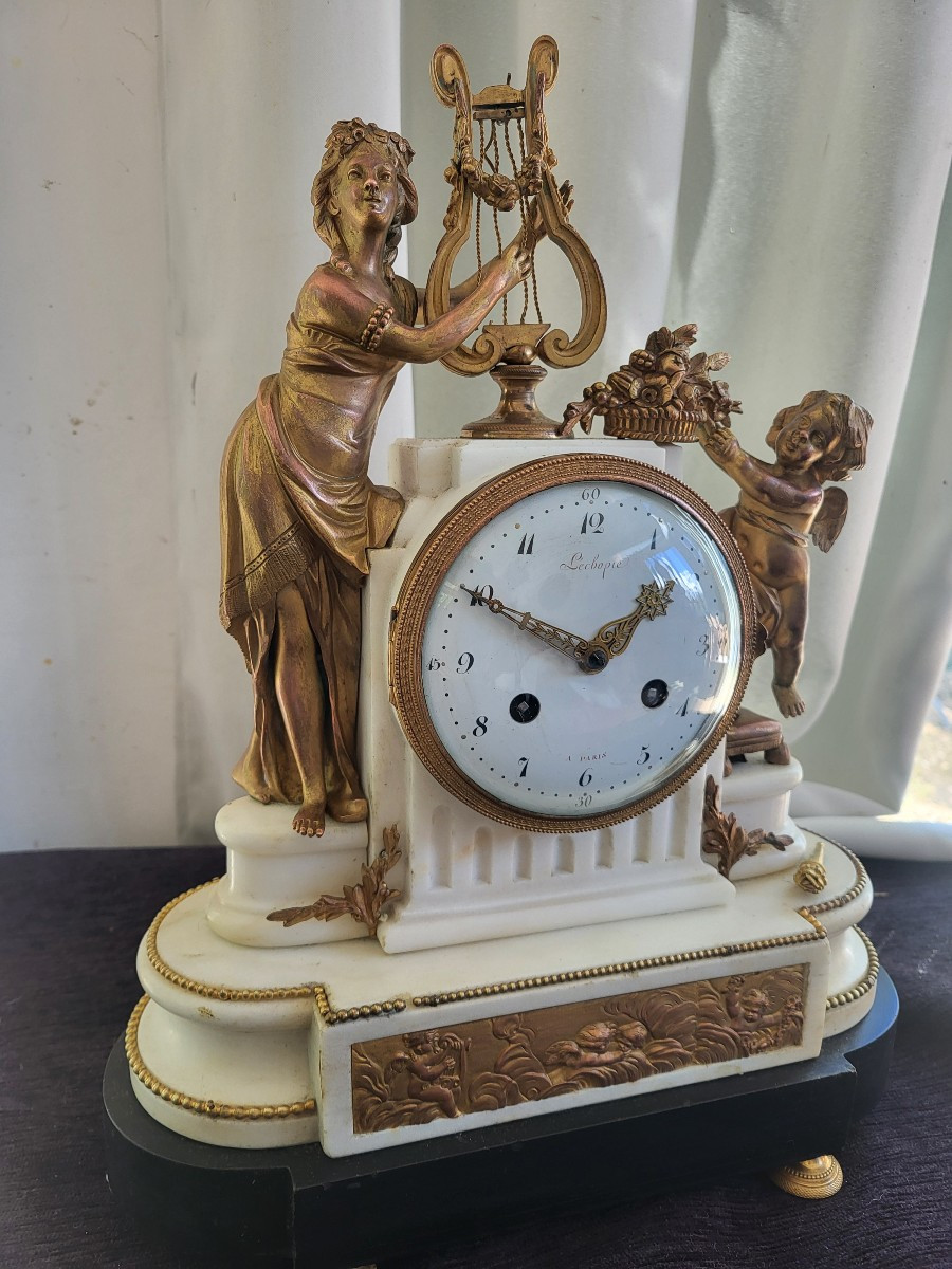 Venus And Love Clock Signed Lechopié In Paris Louis XVI Period 18th Century -photo-4