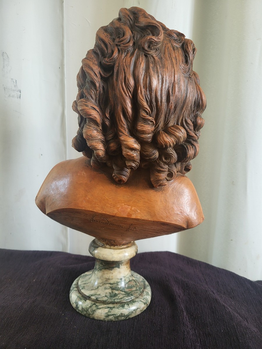 Buste Terre Cuite Signé Houdon époque XIXe  H 49cm-photo-7