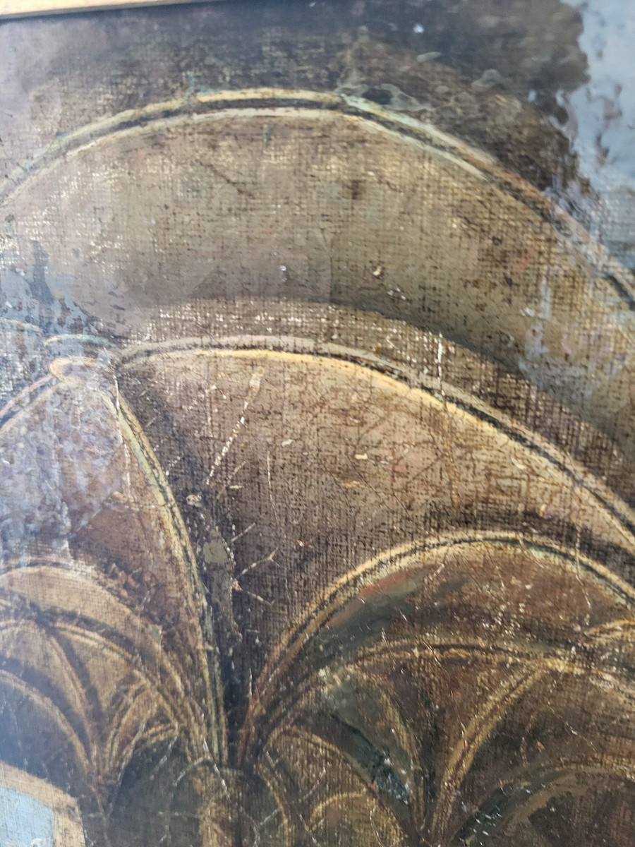 école Française  Fin XVIII e-  Début  XIXe  Interieur  D 'église Hst -photo-3