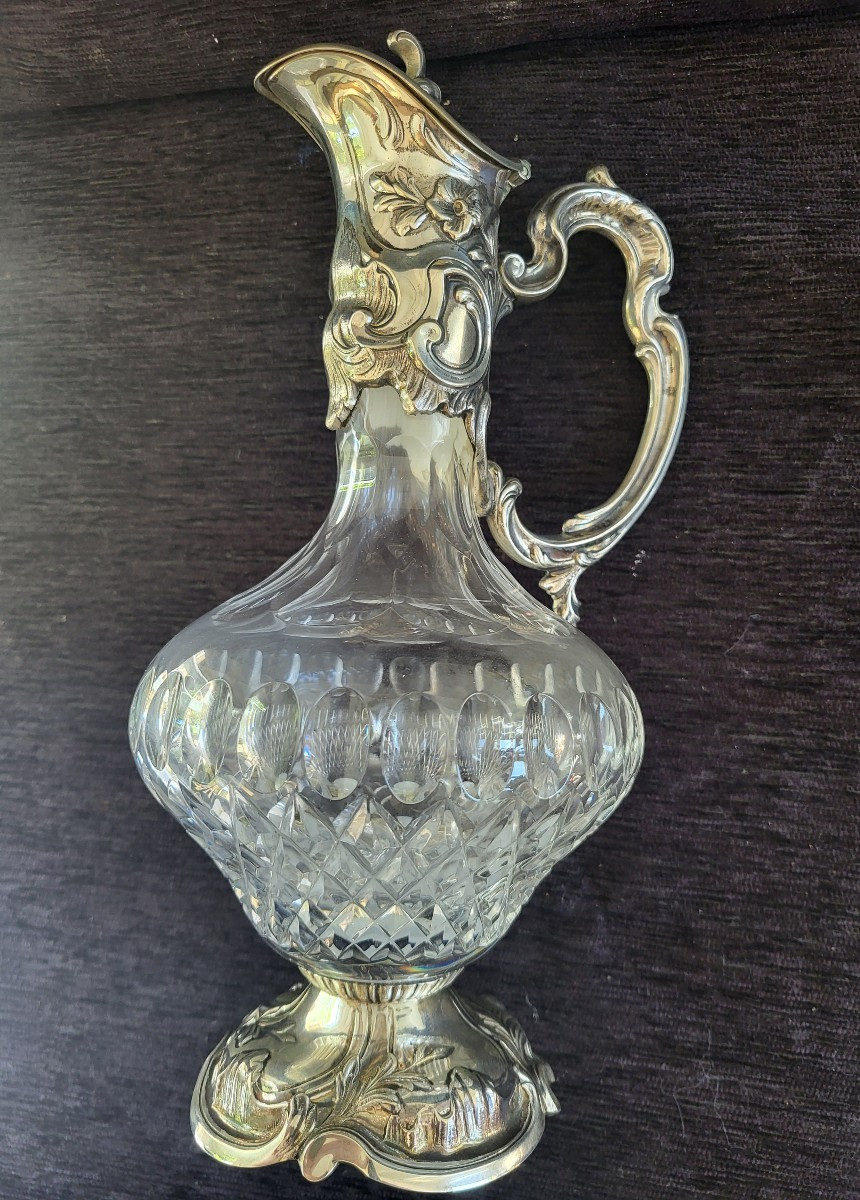 Silver And Cut Crystal Ewer, Motopazio, Circa 1900-photo-2