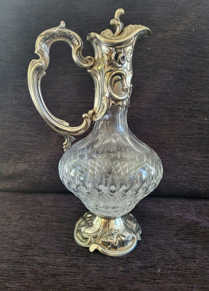 Silver And Cut Crystal Ewer, Motopazio, Circa 1900