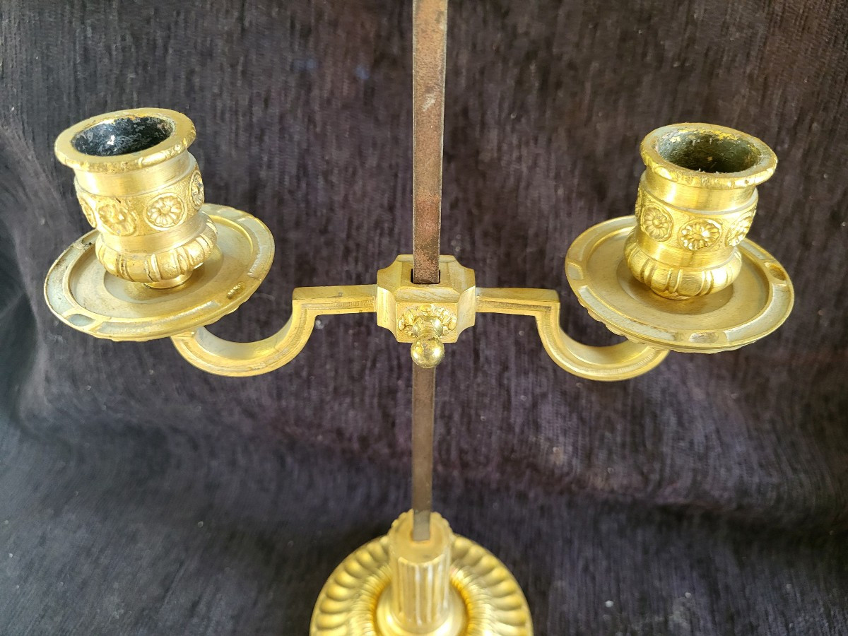 Bouillotte Lamp, Gilded Bronze And Painted Sheet Metal, 19th Century, H59-photo-4