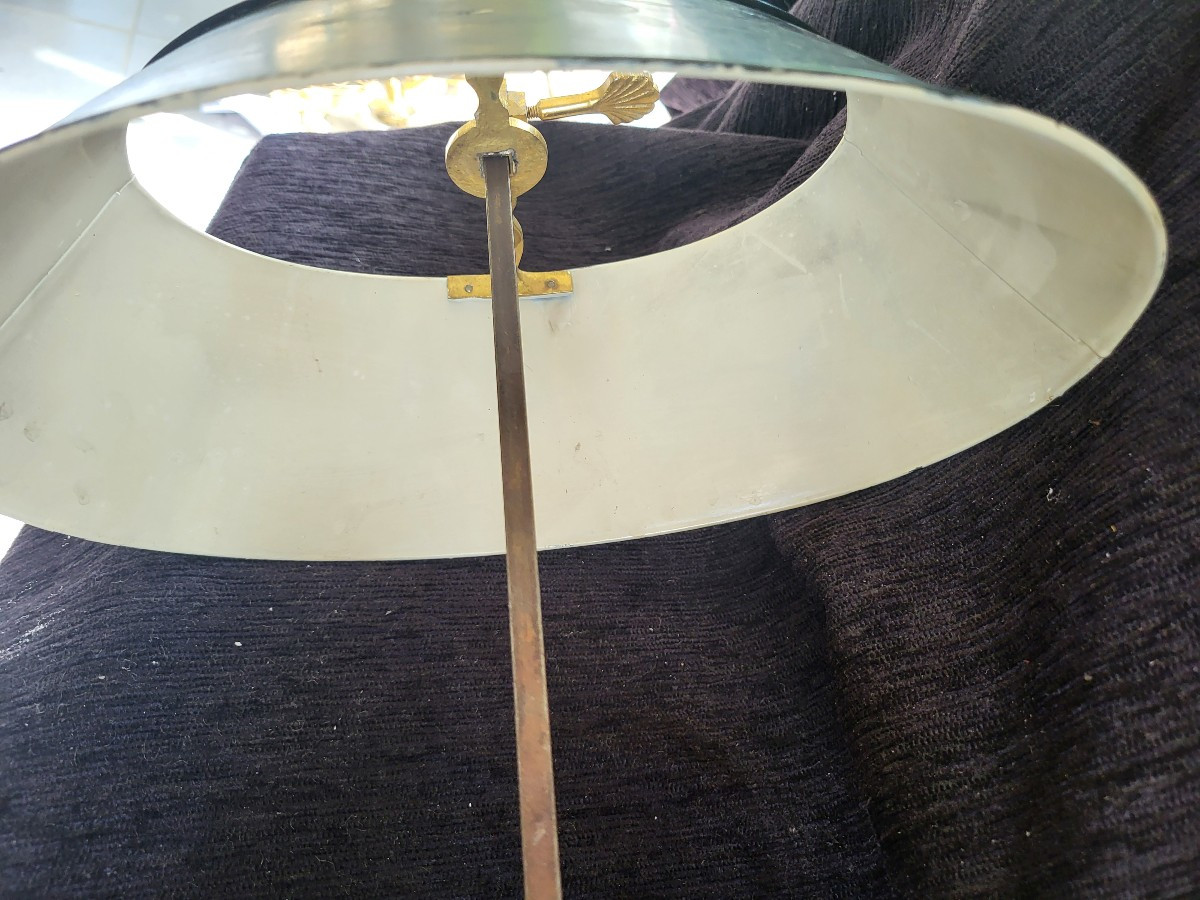 Bouillotte Lamp, Gilded Bronze And Painted Sheet Metal, 19th Century, H59-photo-1