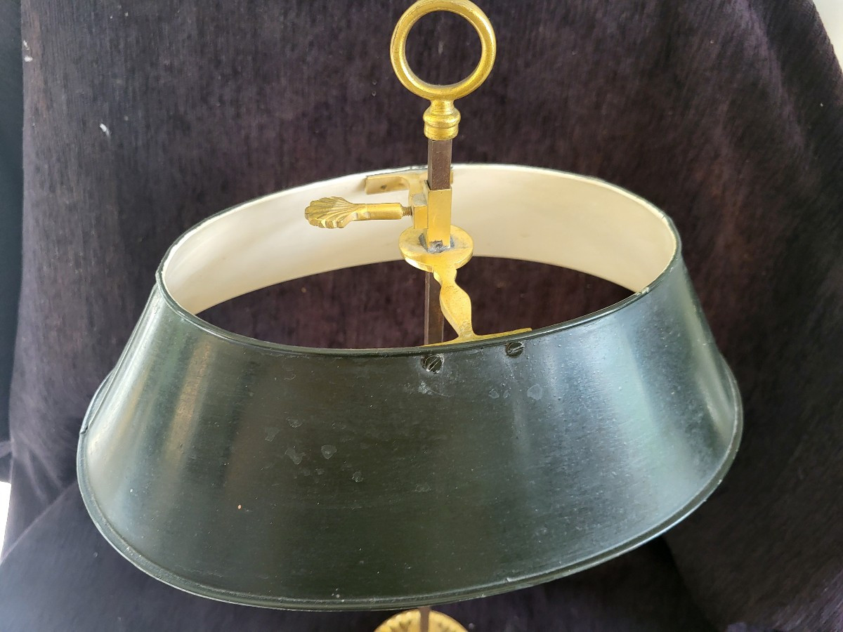 Bouillotte Lamp, Gilded Bronze And Painted Sheet Metal, 19th Century, H59-photo-5