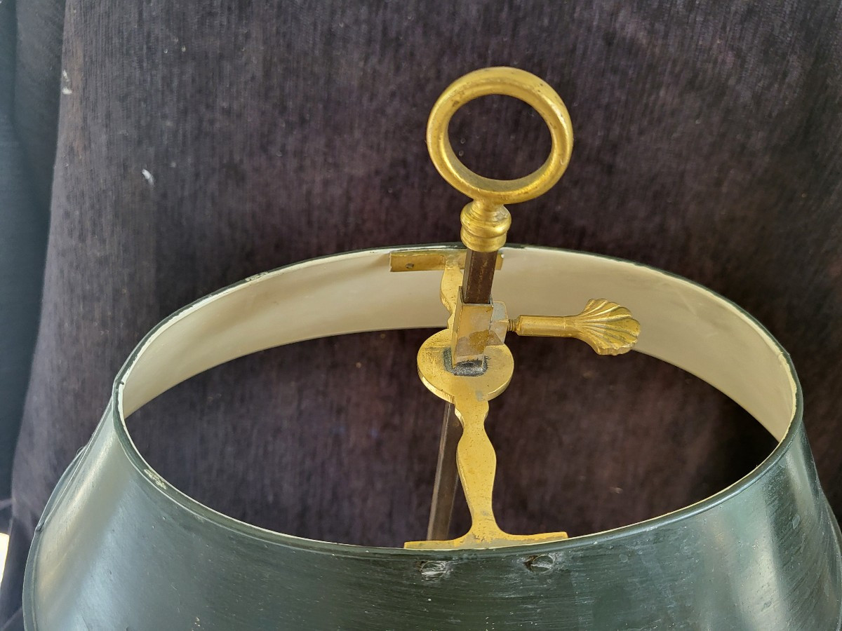 Bouillotte Lamp, Gilded Bronze And Painted Sheet Metal, 19th Century, H59-photo-7