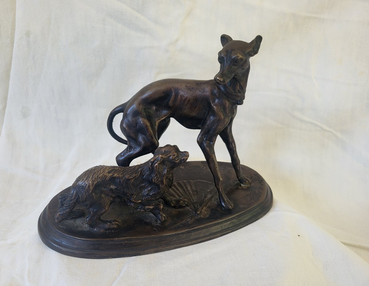  Bronze Sculpture Pj Mene Greyhound And King 