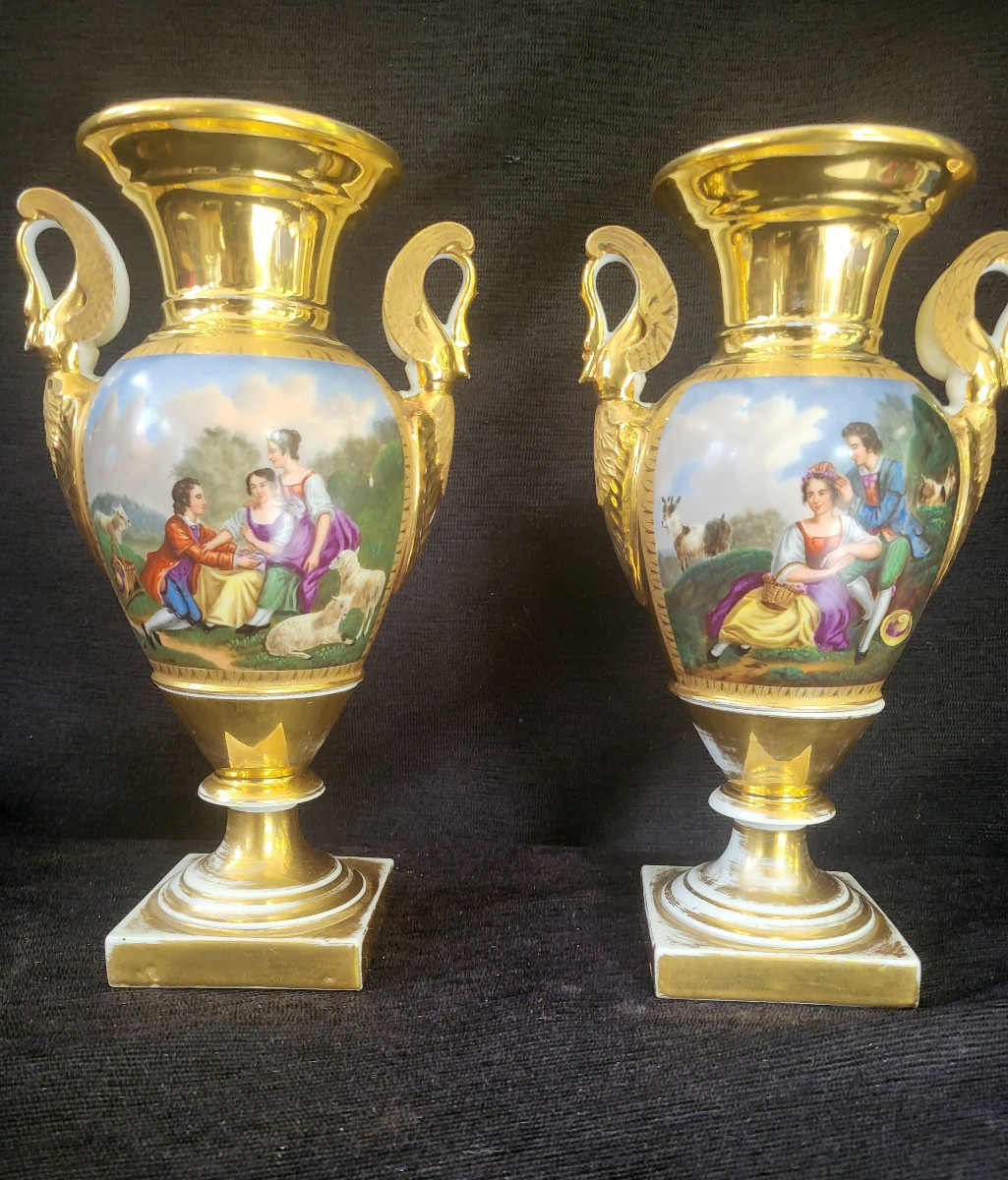 Pair Of Vases By Sg Meslier, Rue De l'Arbre Sec, Paris, C1800-photo-2