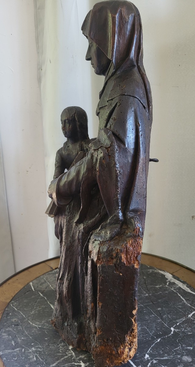 Groupe bois sculpté  Vierge et Ste Anne France fin XVIIe H71-photo-3