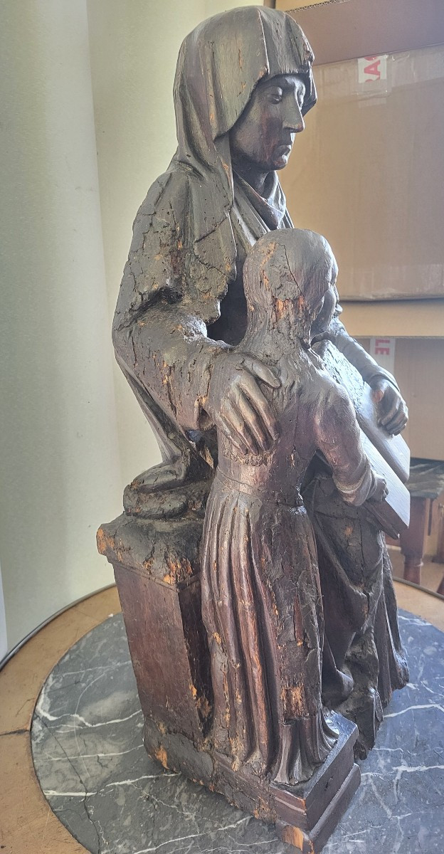 Groupe bois sculpté  Vierge et Ste Anne France fin XVIIe H71-photo-4