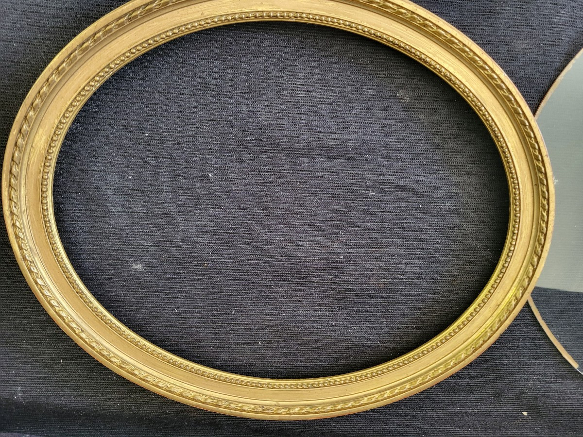 Cadre ovale bois doré  Louis XVI  XIXe-photo-2