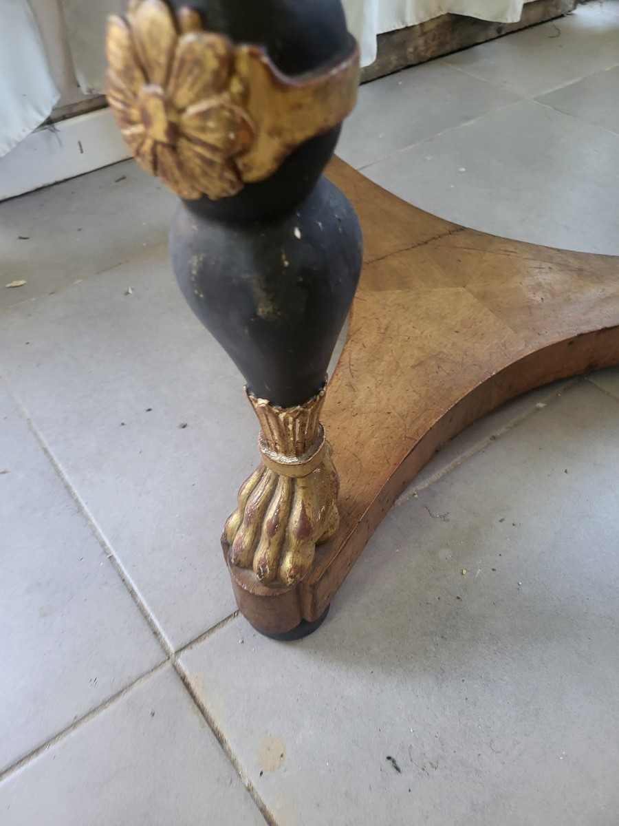 Pedestal Table With Swans In Gilded Wood, 1st Empire Period, Early 19th Century -photo-7