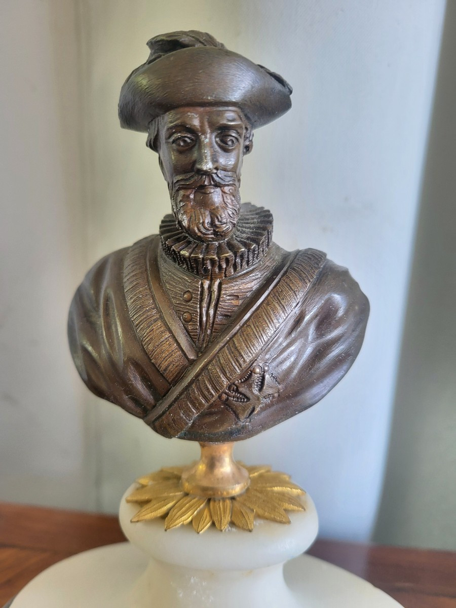 Pair Of Bronze Busts Of Henti IV And Sully, Restoration Period, 19th Century -photo-2