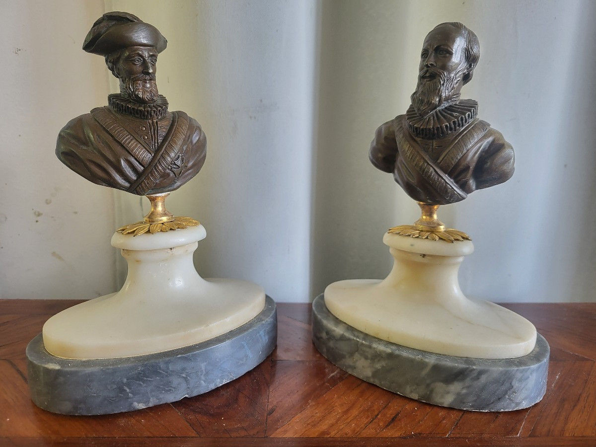 Pair Of Bronze Busts Of Henti IV And Sully, Restoration Period, 19th Century -photo-8