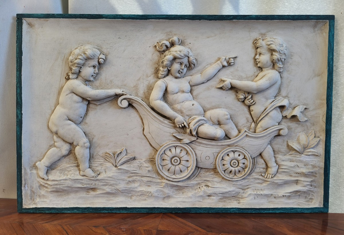 Paire de sculptures bas relief  Les Amours sv Clodion -photo-4