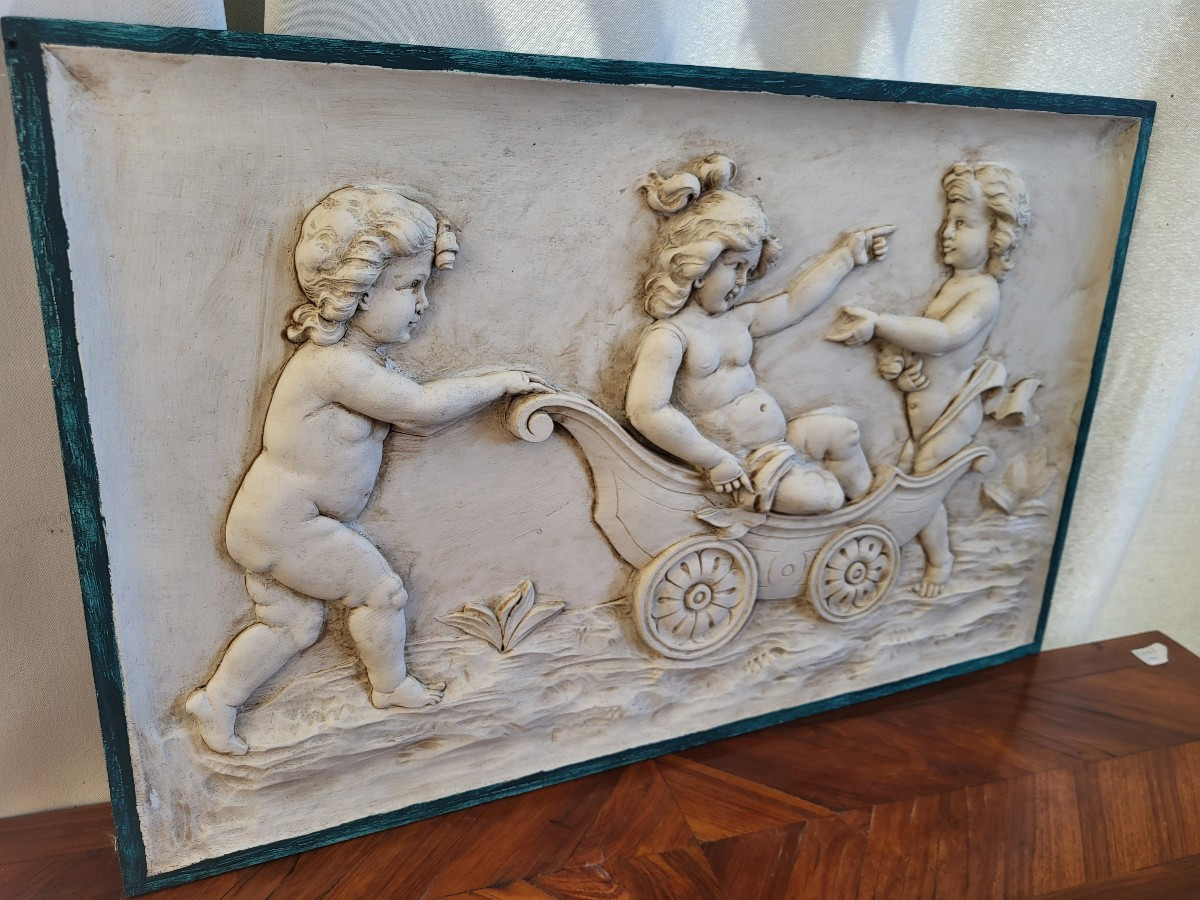 Paire de sculptures bas relief  Les Amours sv Clodion -photo-3