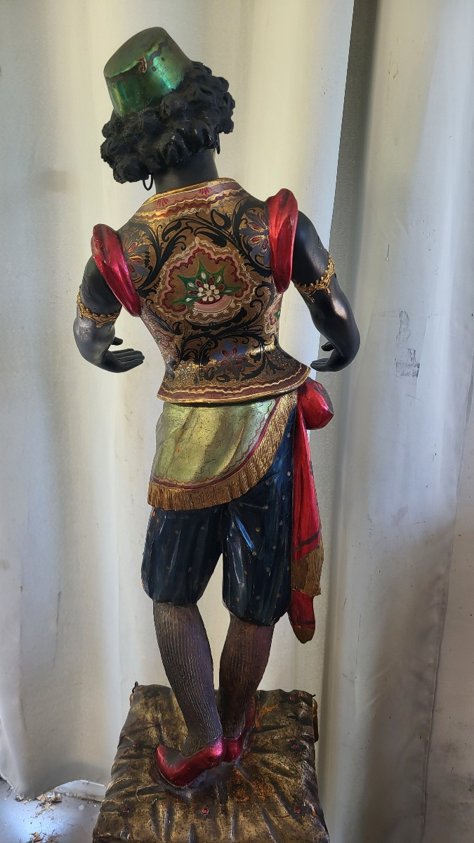 Sculpture  serviteur  Nubien Venise XIXe  H 158cm-photo-2