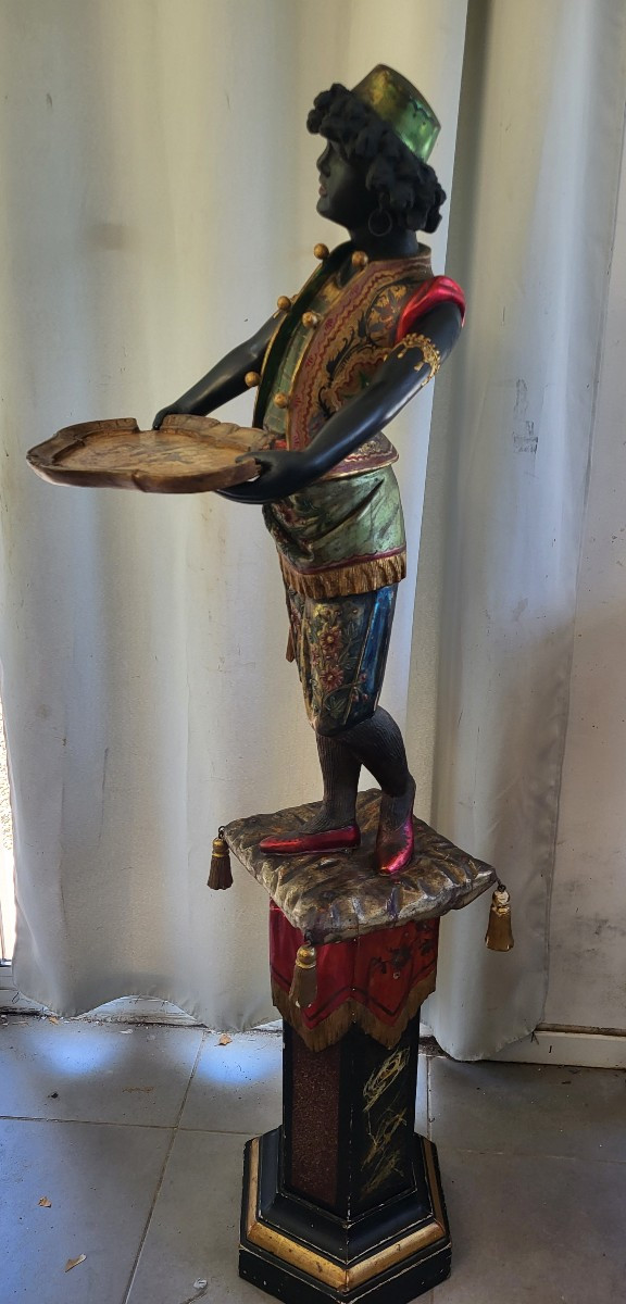 Sculpture  serviteur  Nubien Venise XIXe  H 158cm-photo-3