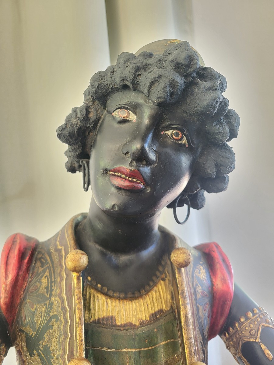 Sculpture  serviteur  Nubien Venise XIXe  H 158cm-photo-4