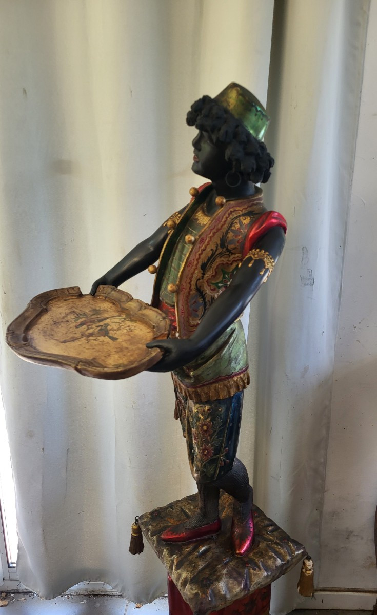 Sculpture  serviteur  Nubien Venise XIXe  H 158cm-photo-1