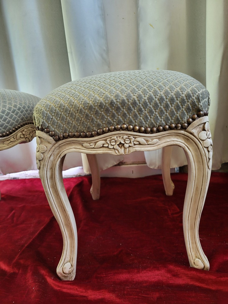 Pair Of St Louis XV Lacquered Stools  -photo-3