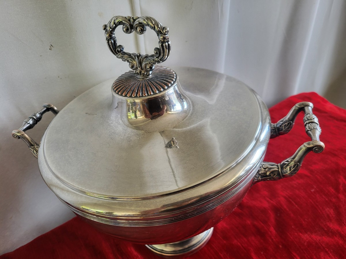 Silver-plated Soup Tureen By Jf Veyrat In Paris, Restoration Period -photo-2