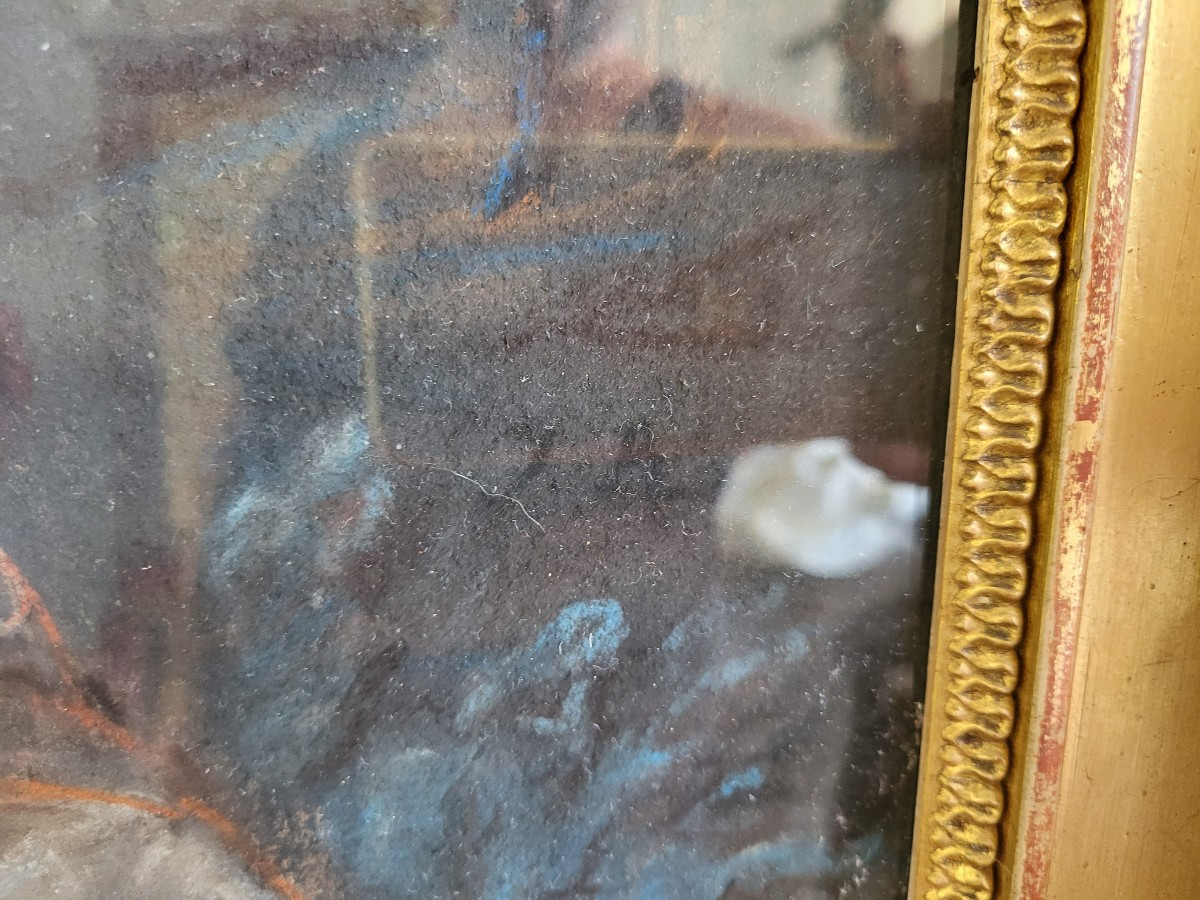 Pastel Portrait Of A Young Child With A Rabbit, 18th Century -photo-3
