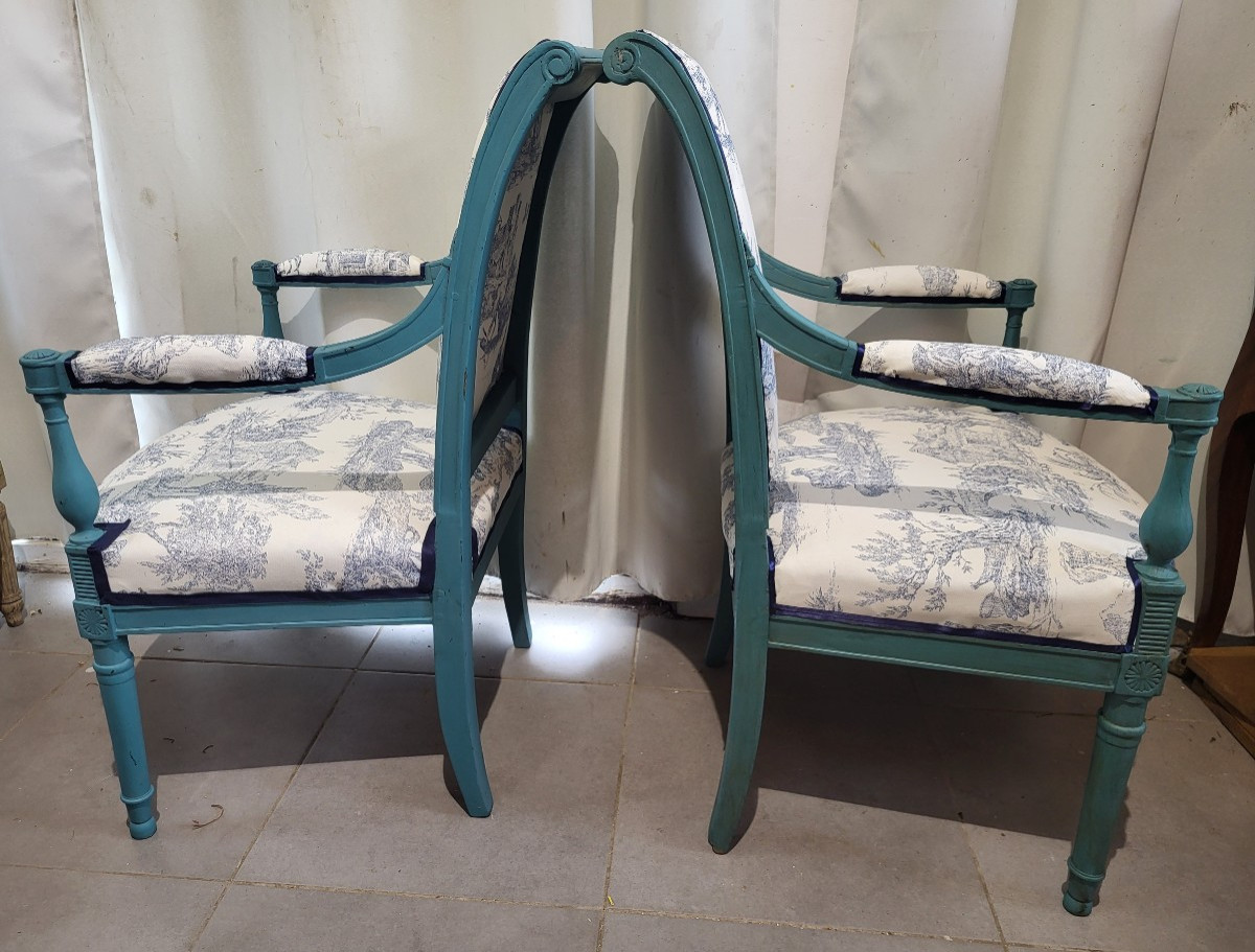 Paire de fauteuils  estampillés H.JACOB époque Directoire XVIII e-photo-2