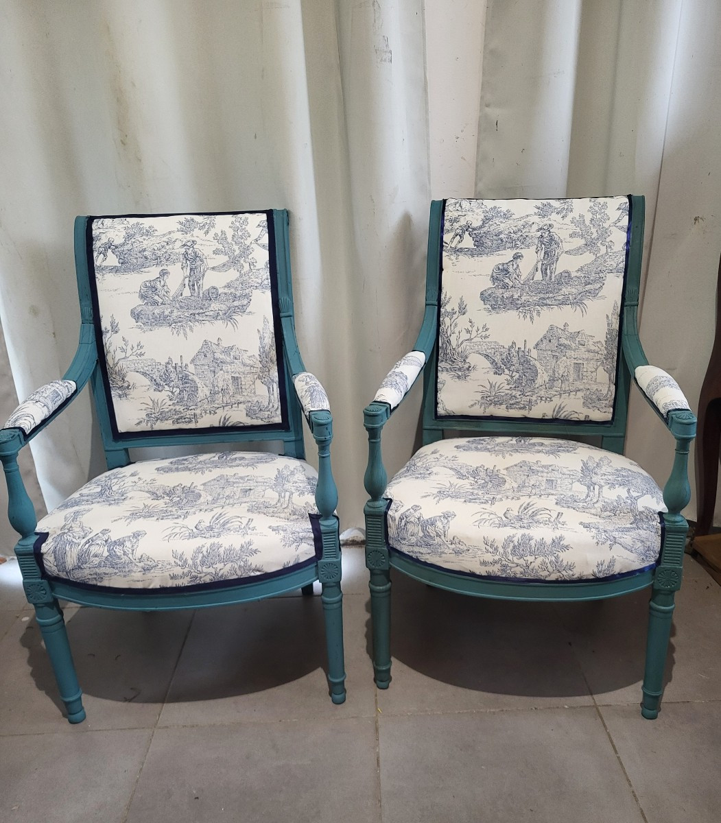 Paire de fauteuils  estampillés H.JACOB époque Directoire XVIII e-photo-3